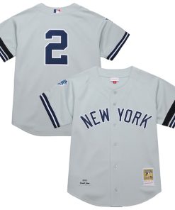 Derek Jeter New York Yankees  Cooperstown Collection 2000 World Series Authentic Jersey - Gray