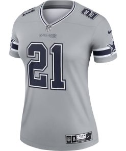 Alternative view of Ezekiel Elliott Dallas Cowboys Nike Women's Inverted Legend Jersey - Gray