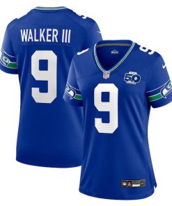 Alternative view of Kenneth Walker III Seattle Seahawks Nike Women's Alternate 2 50th Season Game Jersey - Royal/College Navy