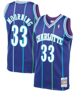 Alonzo Mourning Charlotte Hornets 1994/95 Hardwood Classics Swingman Jersey - Purple