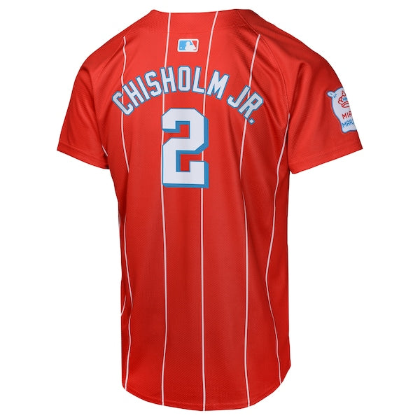 Jazz Chisholm Jr. Miami Marlins Nike Youth City Connect Limited Player Jersey - Red - Image 3