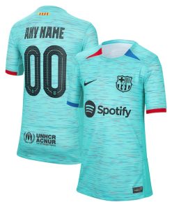 Barcelona Nike Youth 2023/24 Third Custom Replica Jersey - Aqua