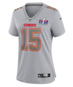 Alternative view of Patrick Mahomes Kansas City Chiefs Nike Women's Super Bowl LVIII Atmosphere Fashion Game Jersey - Gray