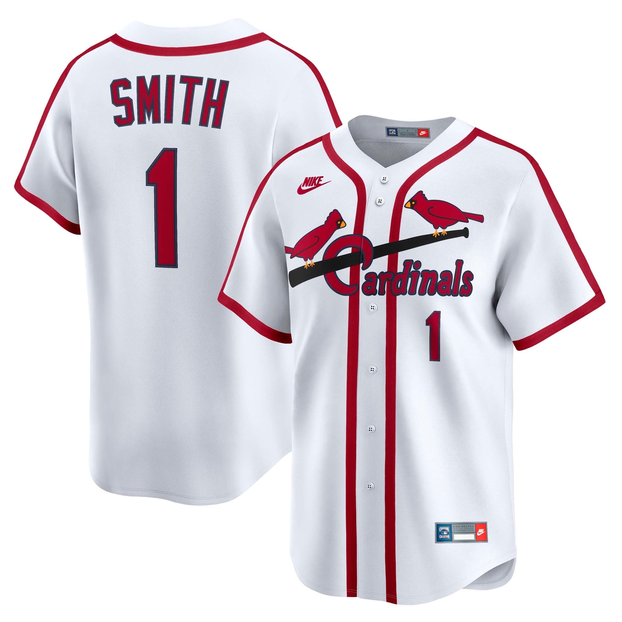 Ozzie Smith St. Louis Cardinals Nike Throwback Cooperstown Collection Limited Jersey - Blue/White - Image 6