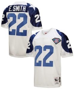 Alternative view of Emmitt Smith Dallas Cowboys 1994  Authentic Throwback Retired Player Jersey - White/Navy