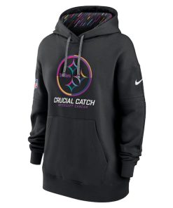 Alternative view of Pittsburgh Steelers Nike Women's 2024 NFL Crucial Catch Club Pullover Hoodie - Black