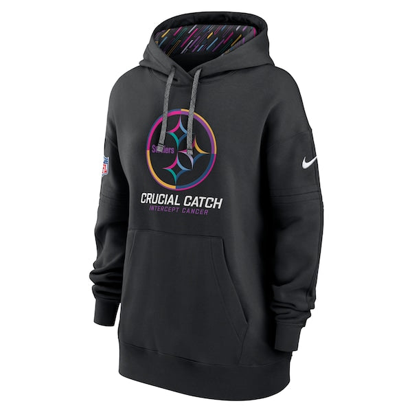 Pittsburgh Steelers Nike Women's 2024 NFL Crucial Catch Club Pullover Hoodie - Black - Image 2