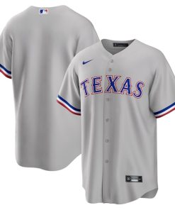 Alternative view of Texas Rangers Nike Road Replica Team Jersey - Gray/White/Royal