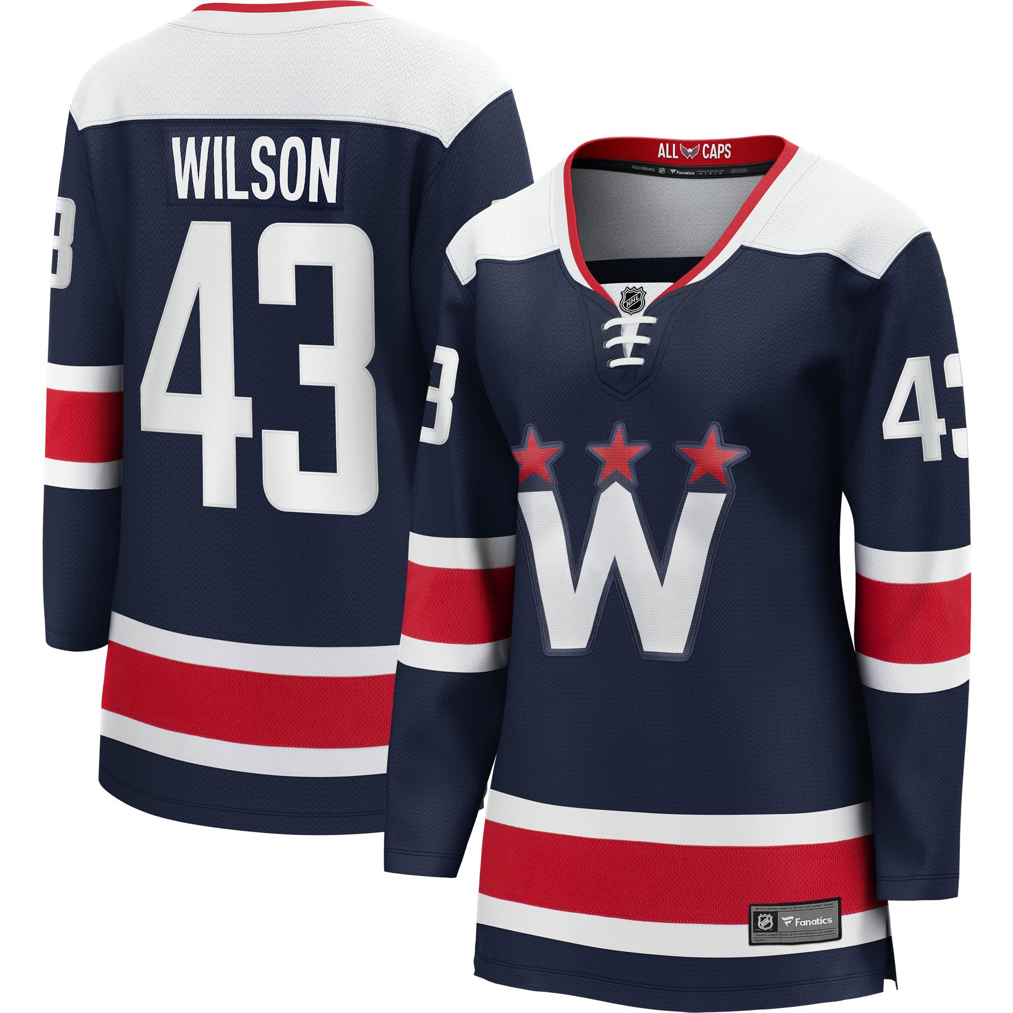 Tom Wilson Washington Capitals Women's Alternate 50th Anniversary Premier Breakaway Player Jersey - Black/Navy/Red - Image 7