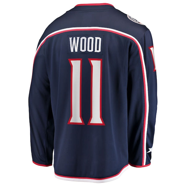 Miles Wood Columbus Blue Jackets Home Breakaway Jersey - Navy - Image 3