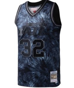 Alternative view of Karl Malone Utah Jazz Hardwood Classics 1991/92 Tie-Dye Swingman Jersey - Black