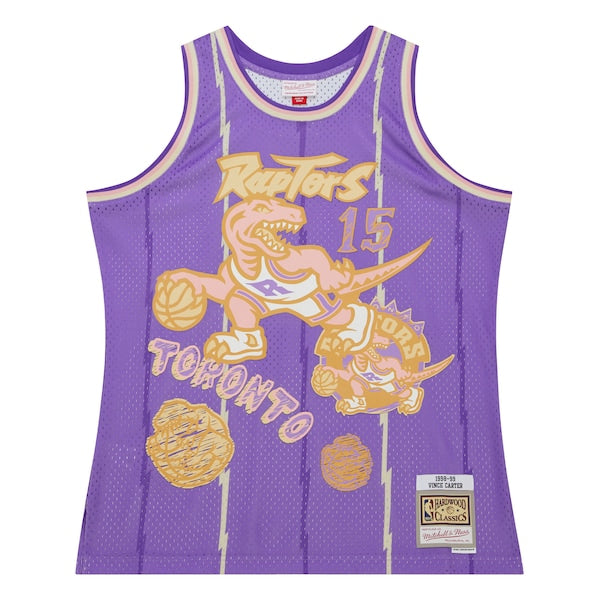 Vince Carter Toronto Raptors 1998/99 Swingman Sidewalk Sketch Jersey - Purple - Image 2