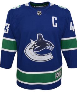 Alternative view of Quinn Hughes Vancouver Canucks Youth Home Premier Player Jersey - Blue