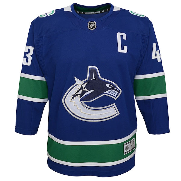 Quinn Hughes Vancouver Canucks Youth Home Premier Player Jersey - Blue - Image 2