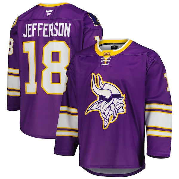 Justin Jefferson Minnesota Vikings Hockey Jersey - Purple