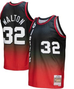 Bill Walton Portland Trail Blazers 1976/77 Hardwood Classics Fadeaway Swingman Player Jersey - Red/Black