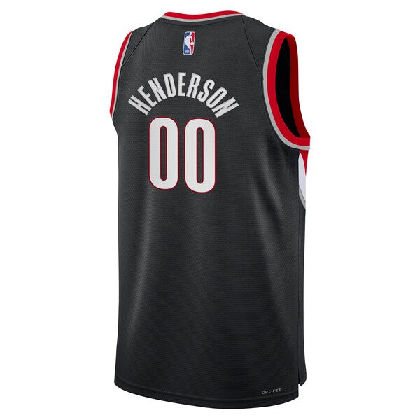 Scoot Henderson Portland Trail Blazers Nike Youth Swingman Jersey - Icon Edition - Black - Image 3