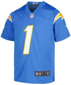 Alternative view of Quentin Johnston Los Angeles Chargers Nike Youth Game Jersey - Powder Blue