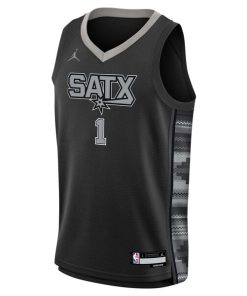 Alternative view of Victor Wembanyama San Antonio Spurs Jordan Brand Youth Swingman Jersey - Statement Edition - Black