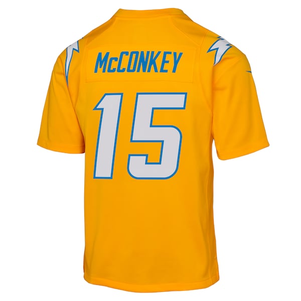 Ladd McConkey Los Angeles Chargers Nike Youth Alternate Charger Power Game Player Jersey - Gold/Navy - Image 4