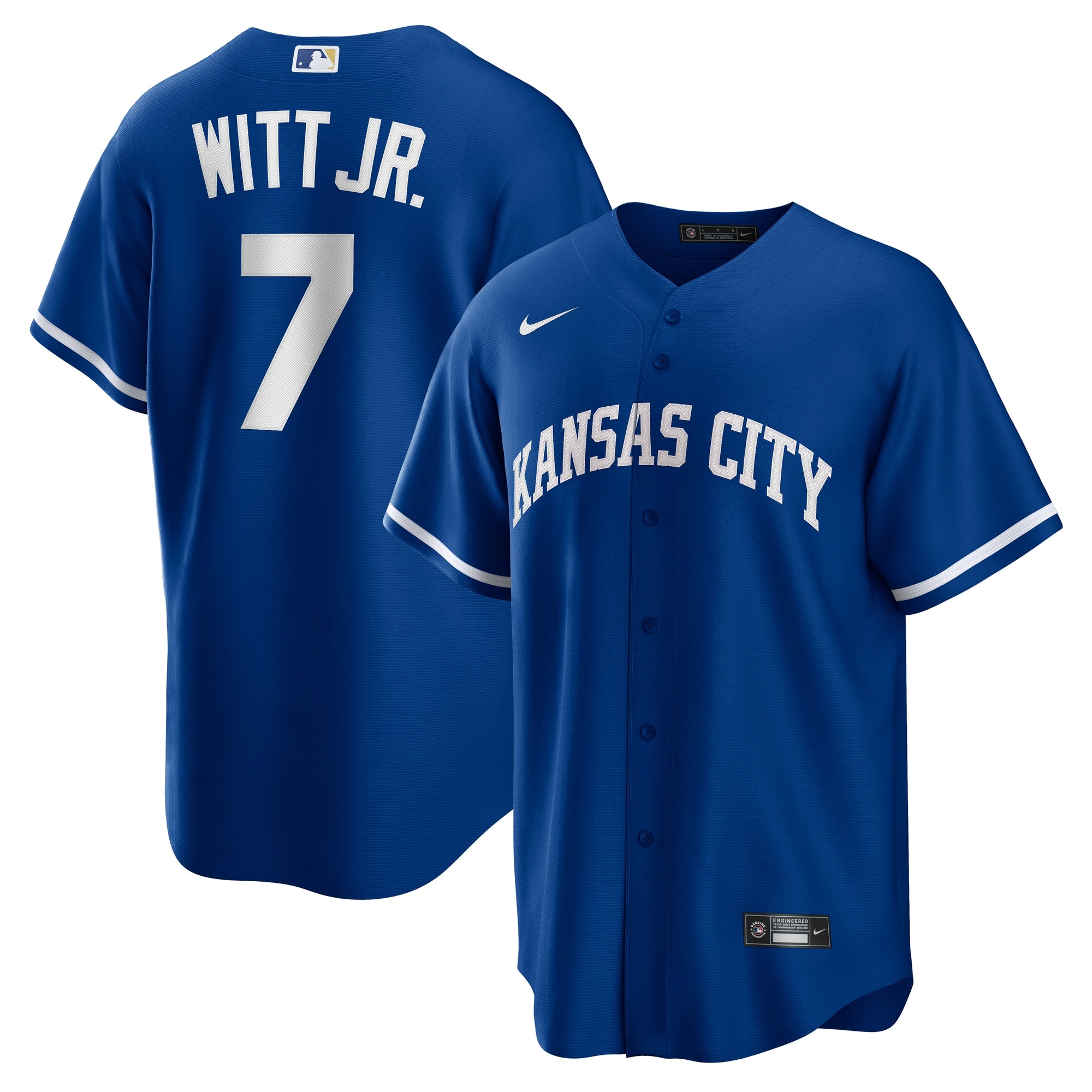 Bobby Witt Jr. Kansas City Royals Nike Road Replica Jersey - Gray/Rush Blue/White - Image 5