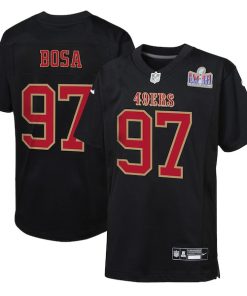 Nick Bosa San Francisco 49ers Nike Youth Super Bowl LVIII Patch Carbon Fashion Game Jersey - Black