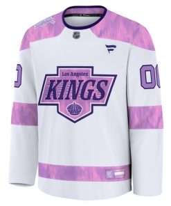 Alternative view of Los Angeles Kings  2024 Hockey Fights Cancer Custom Practice Jersey - White