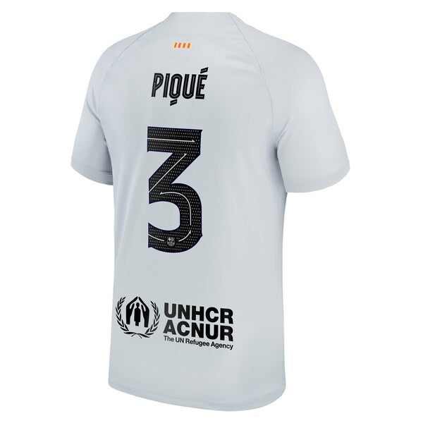 Gerard Pique Barcelona Nike 2022/23 Third Breathe Stadium Replica Player Jersey - Gray - Image 3