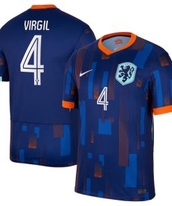 Alternative view of Virgil van Dijk Netherlands National Team Nike 2024 Away Replica Jersey - Blue/Orange