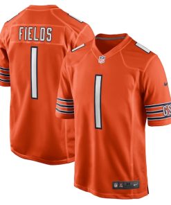 Justin Fields Chicago Bears Nike Player Game Jersey - Orange/White