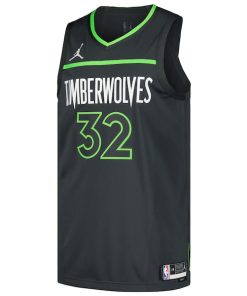 Alternative view of Karl-Anthony Towns Minnesota Timberwolves Jordan Brand Authentic Player Jersey - Statement Edition - Anthracite