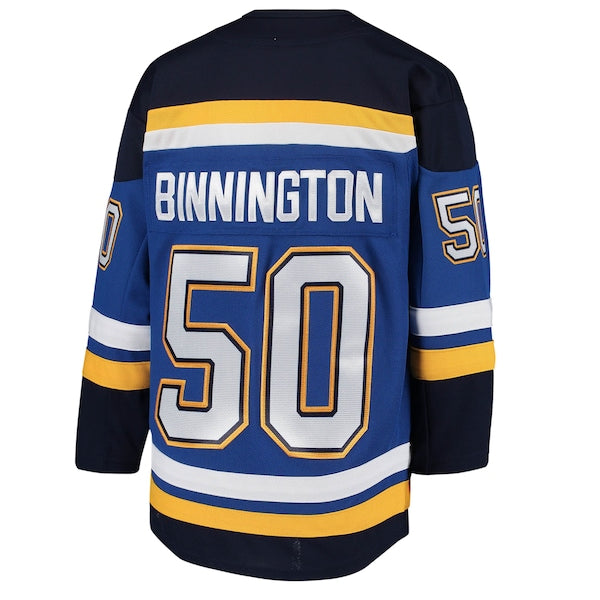 Jordan Binnington St. Louis Blues Youth Home Premier Player Jersey - Blue - Image 3