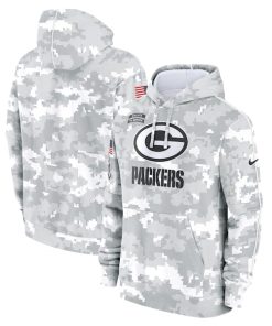 Green Bay Packers Nike 2024 Salute to Service Club Fleece Pullover Hoodie - Arctic Camo