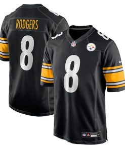 Alternative view of Aaron Rodgers Pittsburgh Steelers Nike Game Jersey - Black/White