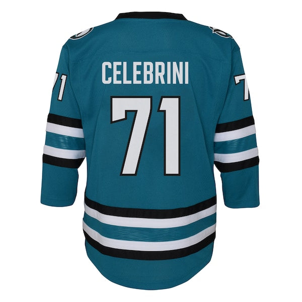 Macklin Celebrini San Jose Sharks Youth Alternate Replica Player Jersey - Teal - Image 3