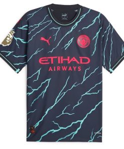 Alternative view of Kevin De Bruyne Manchester City Puma 2023/24 Third Authentic Player Jersey - Navy