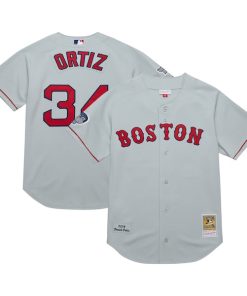 David Ortiz Boston Red Sox 2004 Cooperstown Collection Authentic Throwback Jersey - Gray