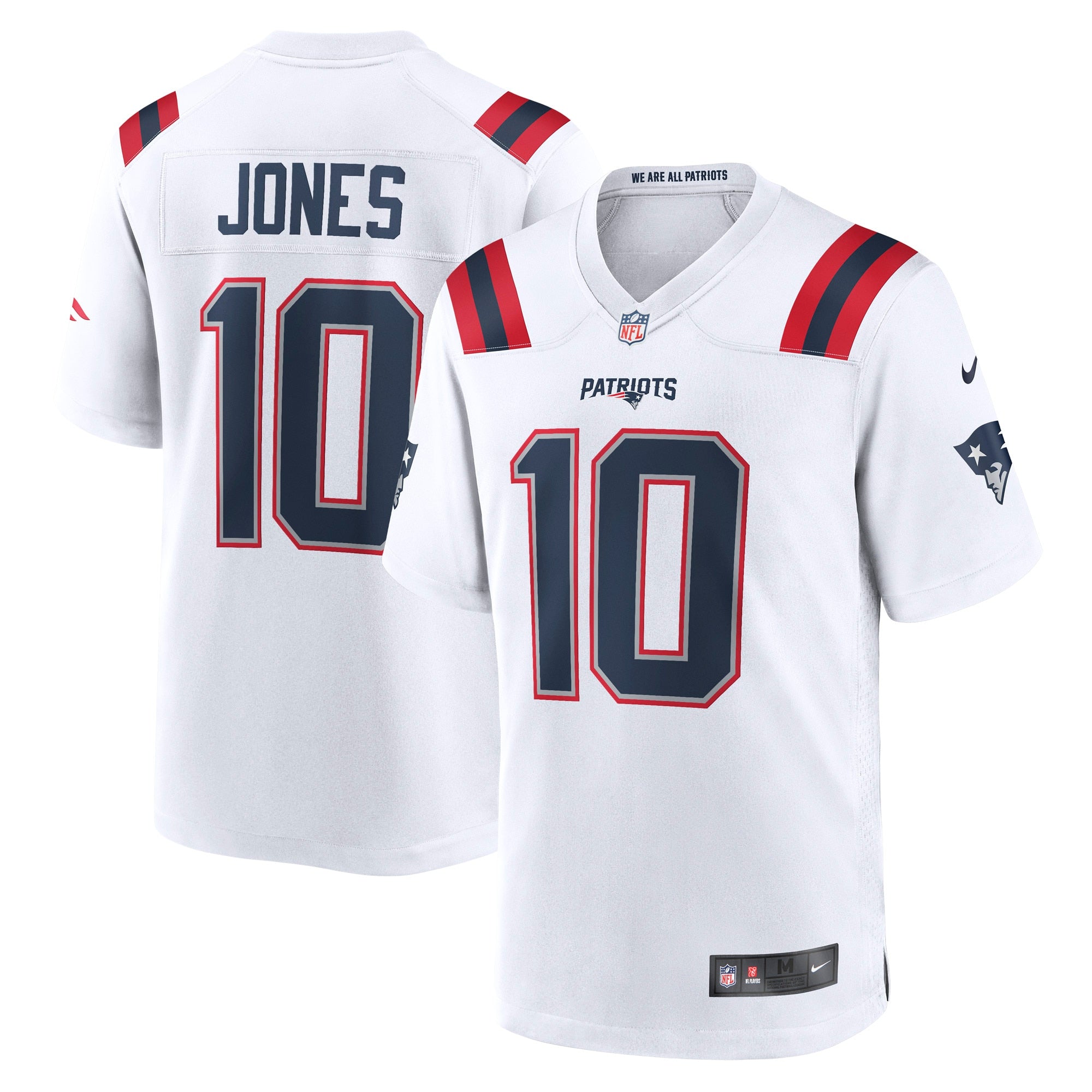 Mac Jones New England Patriots Nike Game Jersey - Red/Navy/White - Image 6