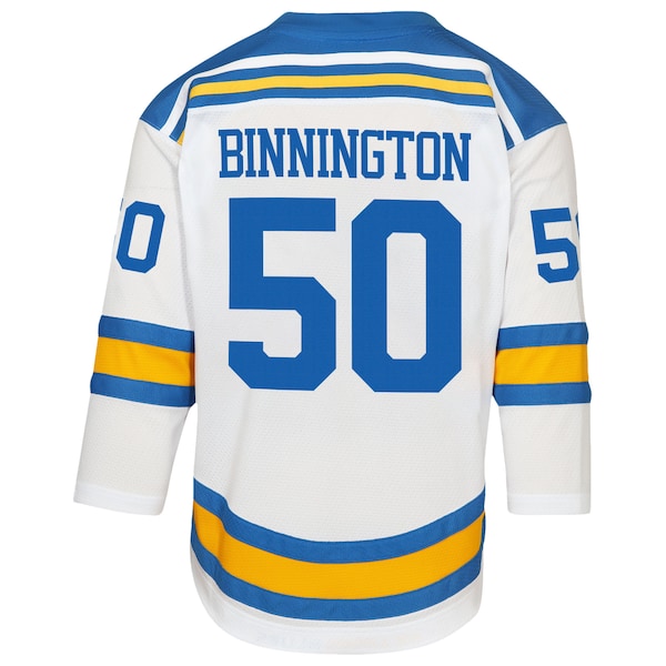 Jordan Binnington St. Louis Blues Youth Away Replica Player Jersey - White/Blue - Image 5