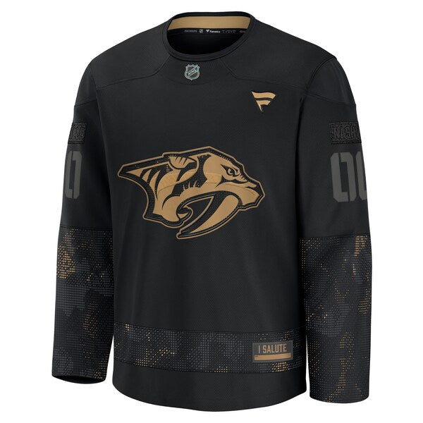 Nashville Predators 2024 Military Appreciation Personalized Long Sleeve Practice Jersey - Black - Image 2