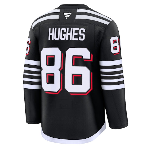 Jack Hughes New Jersey Devils Alternate Premium Jersey - Black/White/Red - Image 4