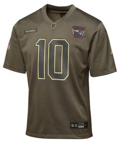 Alternative view of Drake Maye New England Patriots Nike Youth 2025 Salute to Service Game Jersey - Olive