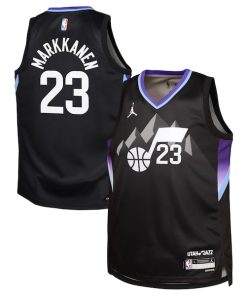 Lauri Markkanen Utah Jazz Jordan Brand Youth Swingman Jersey - Statement Edition - Black