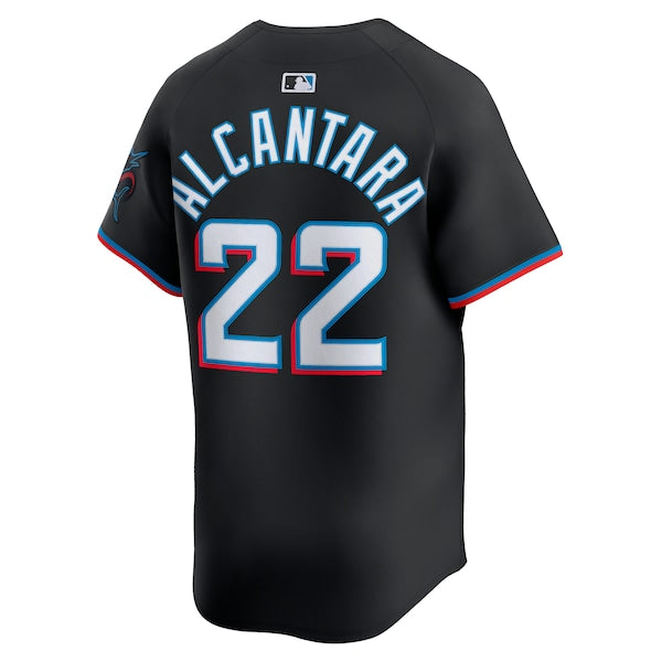 Sandy Alcantara Miami Marlins Nike Alternate Limited Player Jersey - Black/White - Image 3