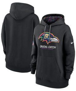 Baltimore Ravens Nike Women's 2024 NFL Crucial Catch Club Pullover Hoodie - Black