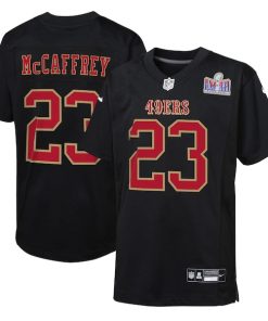 Christian McCaffrey San Francisco 49ers Nike Youth Super Bowl LVIII Patch Carbon Fashion Game Jersey - Black