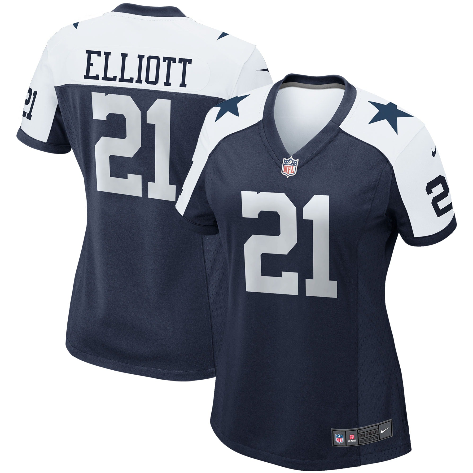 Ezekiel Elliott Dallas Cowboys Nike Women's Team Game Jersey - White/Navy - Image 5