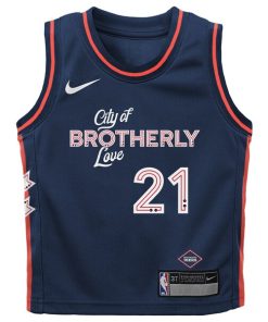 Alternative view of Joel Embiid Philadelphia 76ers Nike Toddler Swingman Replica Jersey - City Edition - Navy