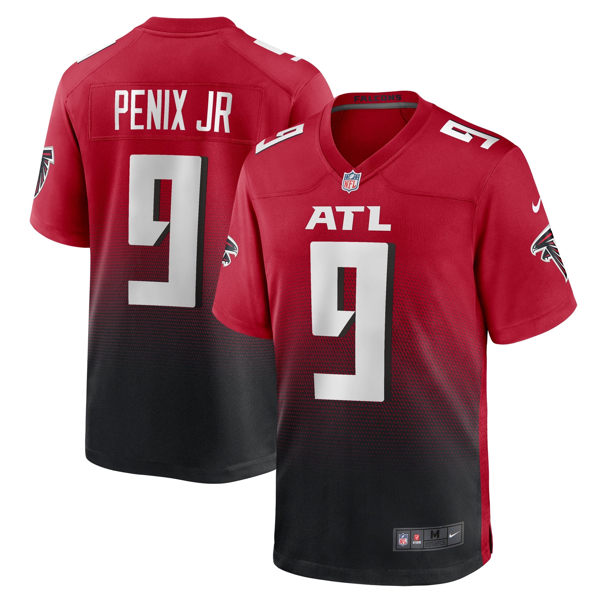 Michael Penix Jr. Atlanta Falcons Nike Game Jersey - White/Black/Red - Image 8
