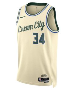 Alternative view of Giannis Antetokounmpo Milwaukee Bucks Nike Unisex 2025/26 Swingman Jersey - Cream - City Edition